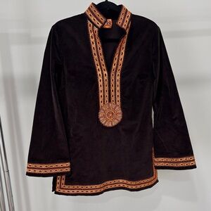 Tory Burch Black Tunic with Orange Embroidery